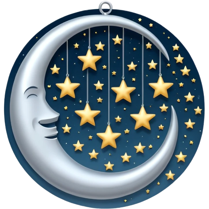 Hanging mobile with stars and moon emoji