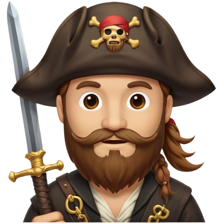 pirate emoji with sword and beard emoji