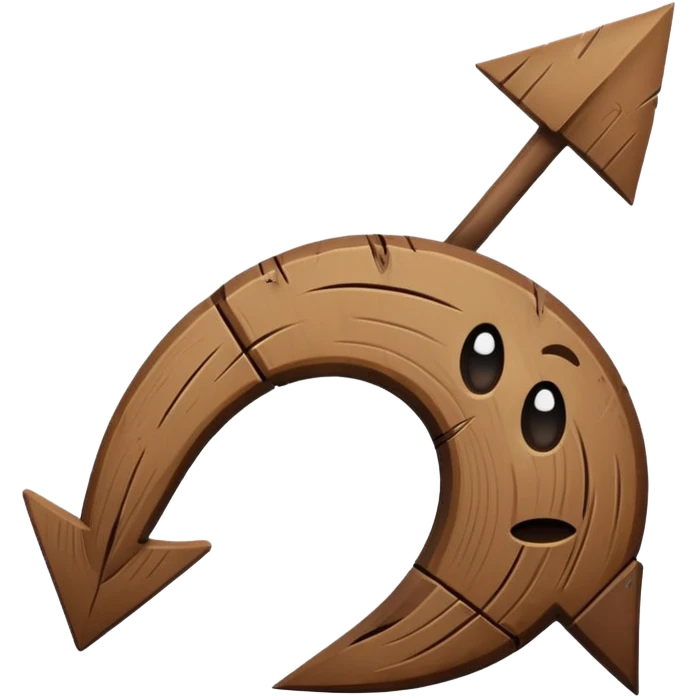Bent brown arrow with a sad face emoji