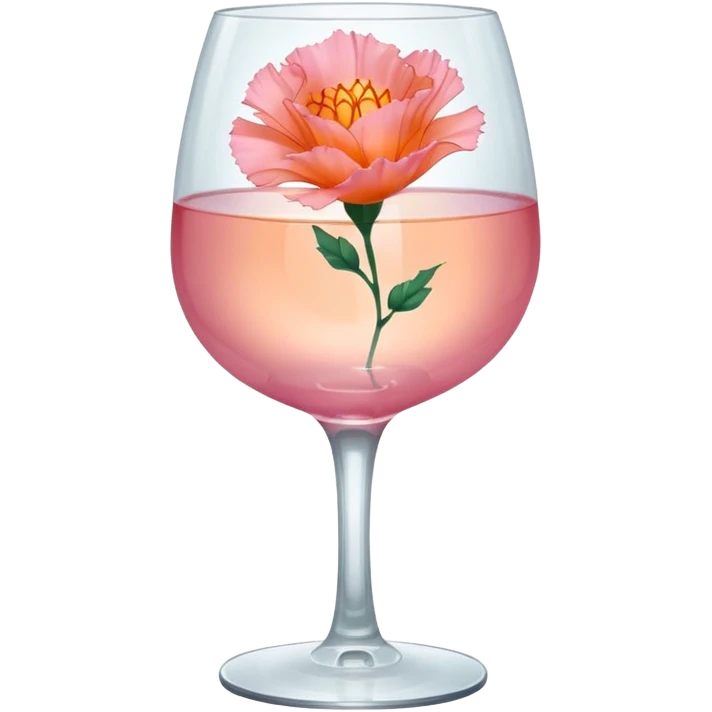 Iced Pink wine with an orange carnation pedal  emoji