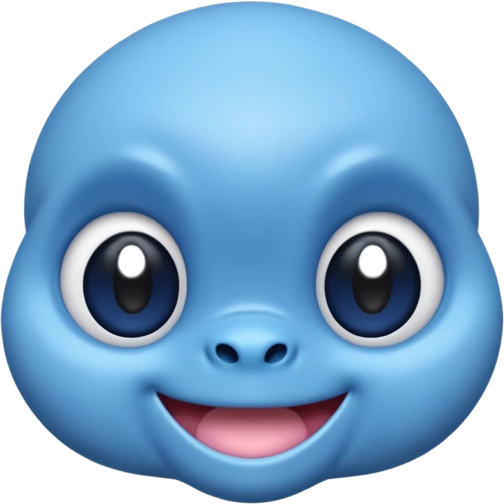kawaii-style blue alien face, inspired by Stitch, large round eyes, playful grin, pastel colors, minimal details emoji