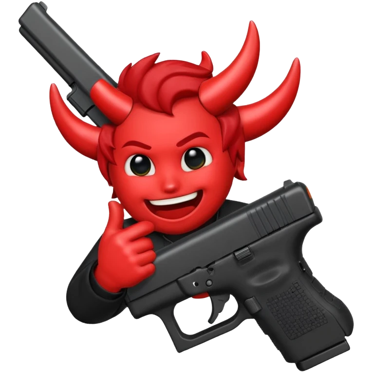 Emoji de cara de demonio con una glock 18 en la mano emoji