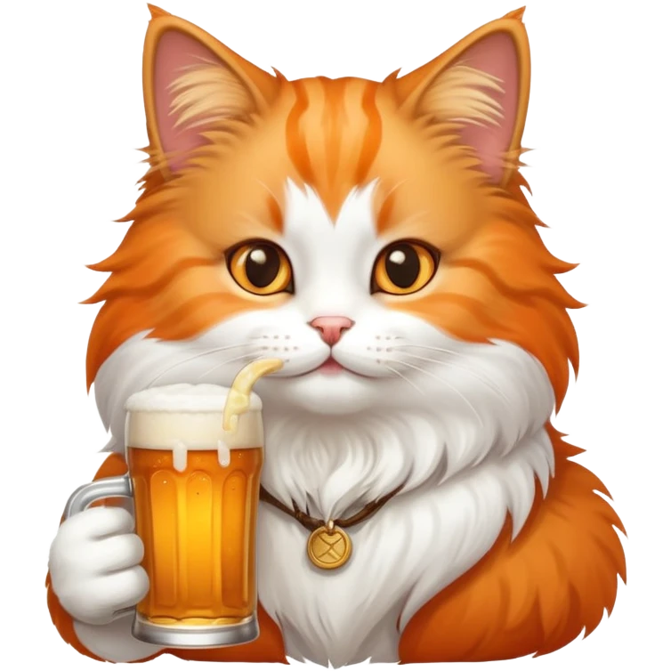 a cute cat drinking a beer emoji