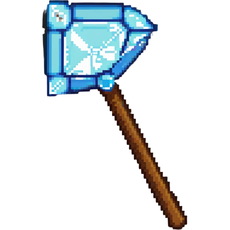 Minecraft diamond hoe with brown handle emoji