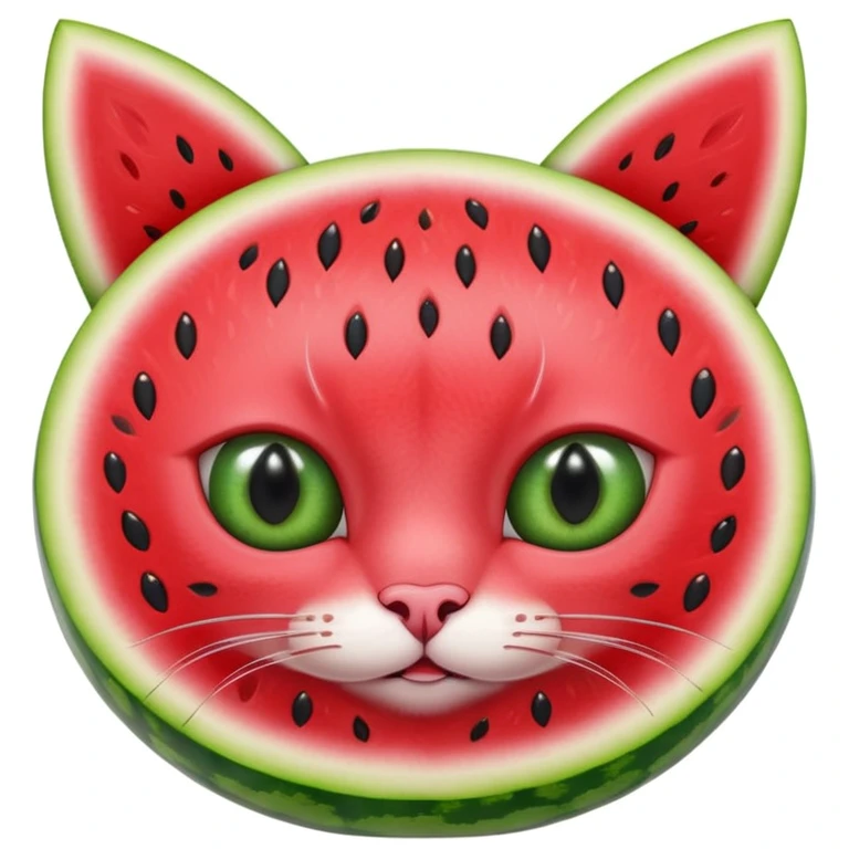 Cat watermelon- a watermelon with.   eyes and ears of a cat in the color green, like a watermelon emoji