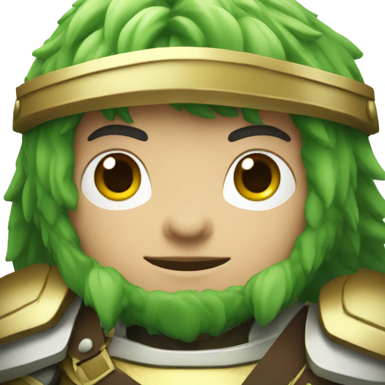 barbarian soldier with white skin and green armor facing forward  emoji