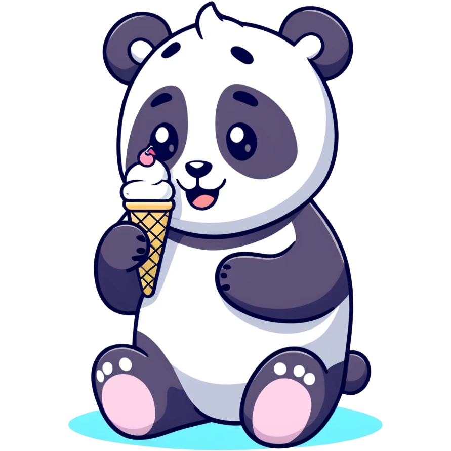 Panda eating ice cream emoji