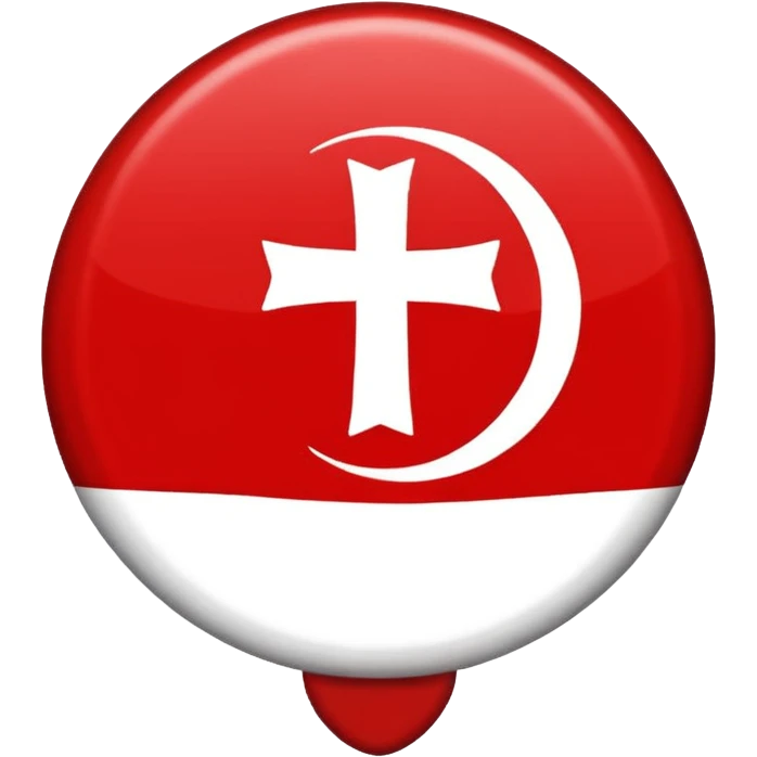 Créame un emoji de una bandera roja con un círculo blanco a un costado y una cruz dentro del circulo boanco emoji