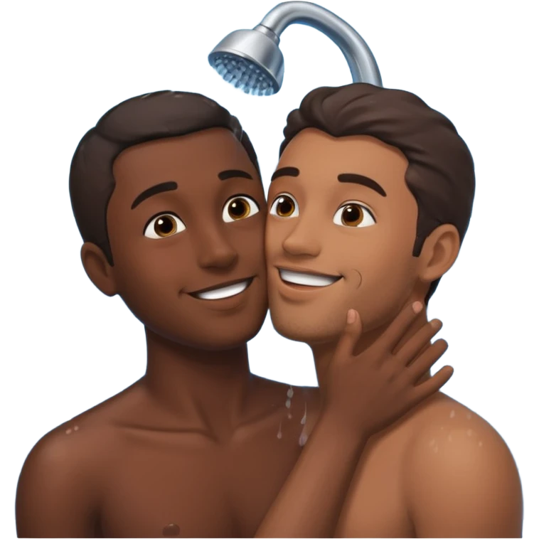 Man black and man kiss in shower emoji