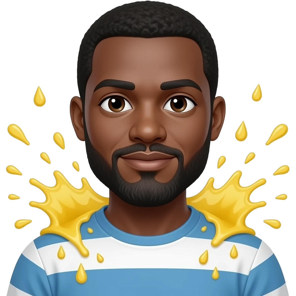 Lots of Yellow rain drops splash on black man with grey beard emoji