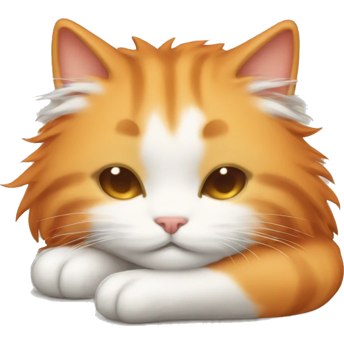 Cute emoji long haired orange and white kitty sleeping emoji