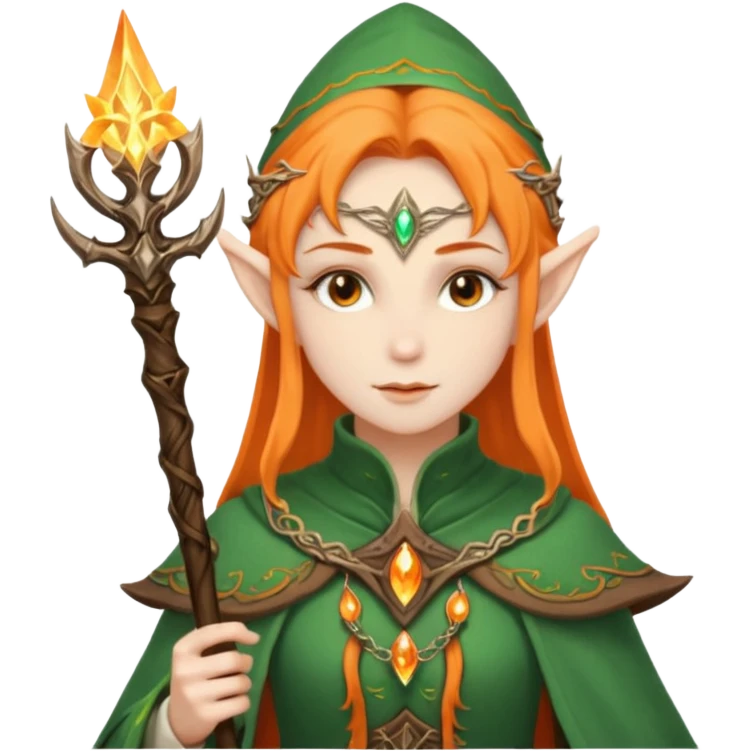Mage elf with glowing orange staff emoji