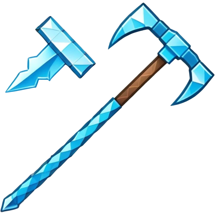 Minecraft diamond pickaxe emoji style with pixelated details emoji