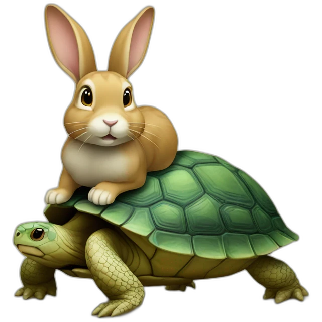 LAPIN SUR UNE TORTUE emoji