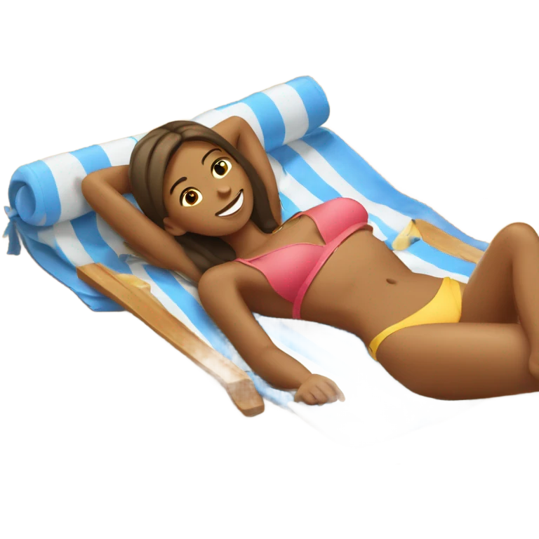 A girl tanning on a beach emoji