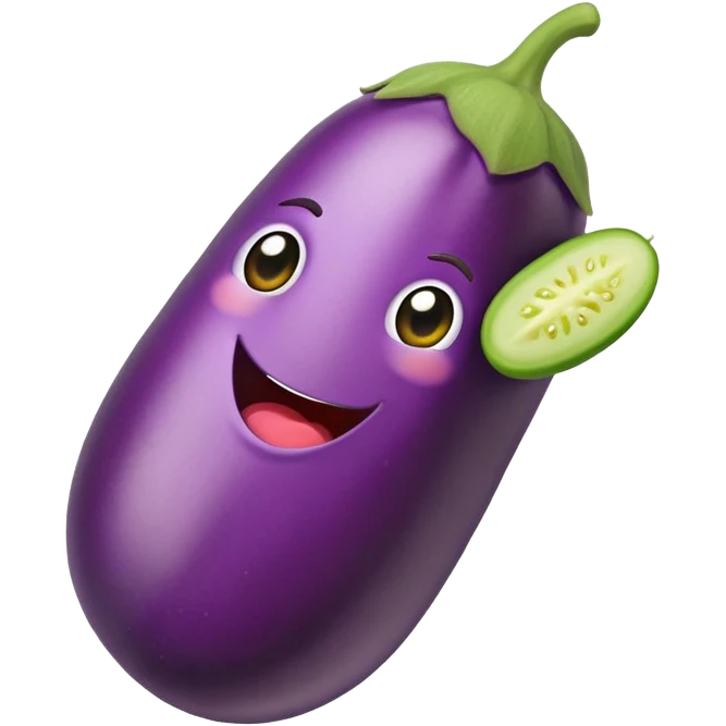 eggplant eating a pickle emoji