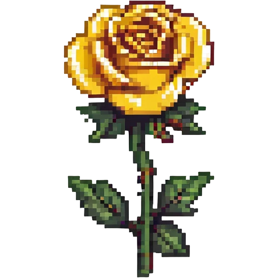 gold rose pixel art style emoji