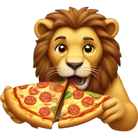 Lion eating pizza emoji