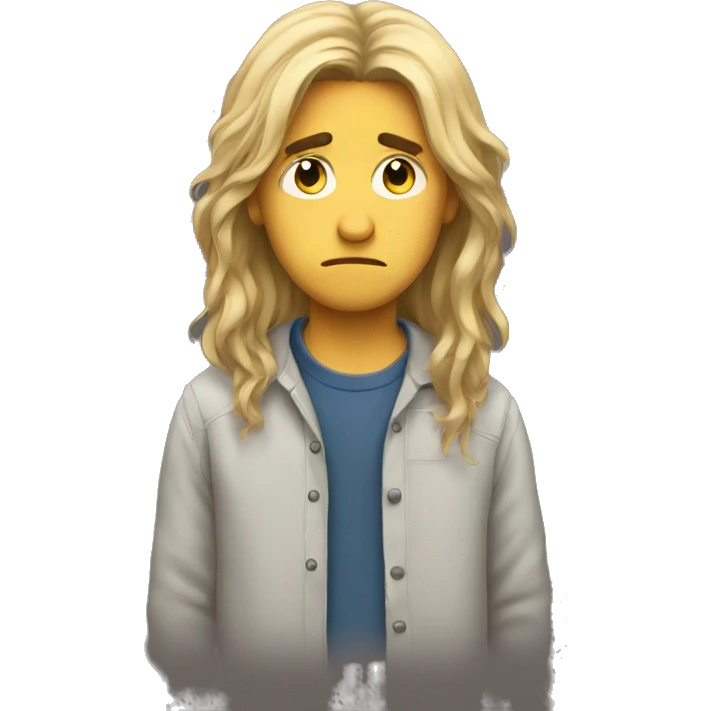 Sad boy long hair emoji