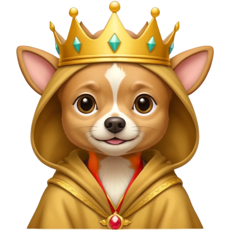 Perro chihuahua color camel con ropa de Rey. emoji
