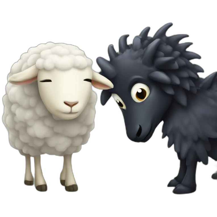 Dark dragon, slipping on a sheep emoji