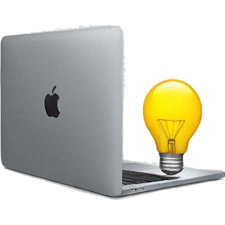 macbook with lightbulb emoji
