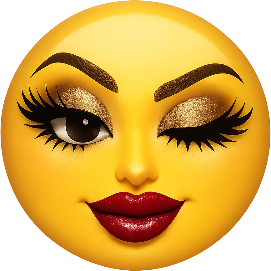 slay emoji, fierce wink, glamorous, no background emoji