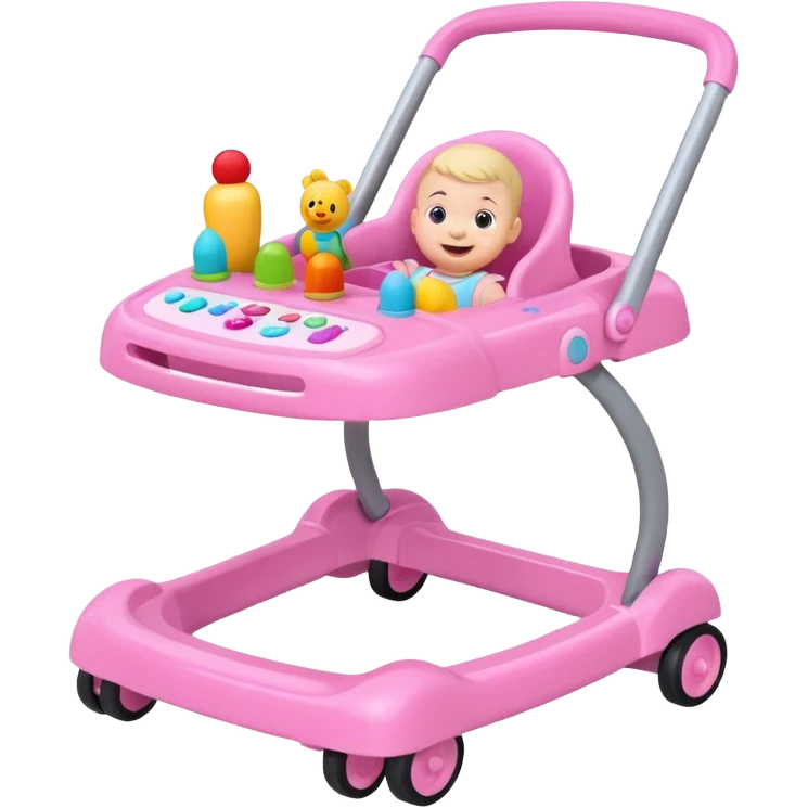 pink baby walker with toys on it emoji