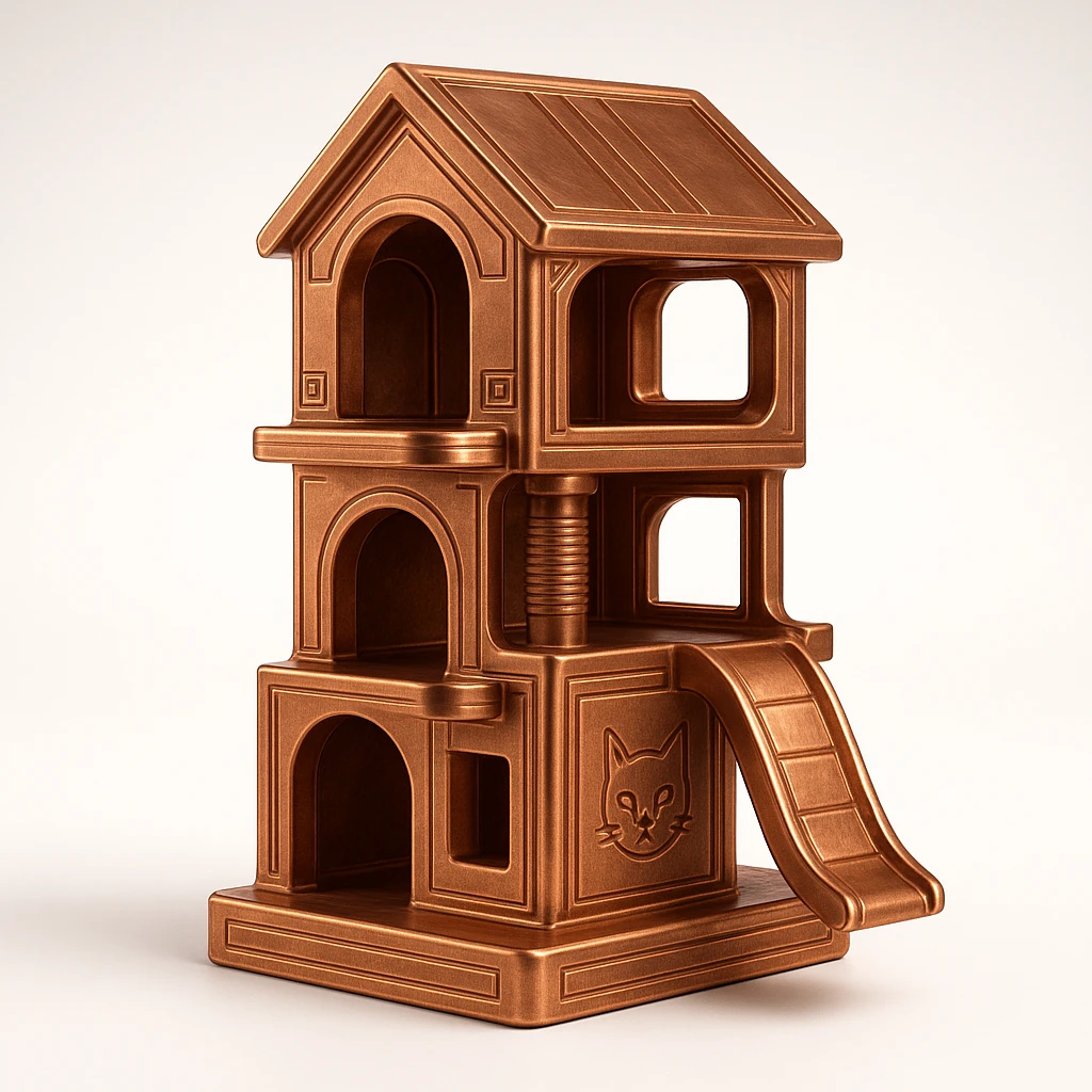 cats relaxing in a vertical playhouse emoji