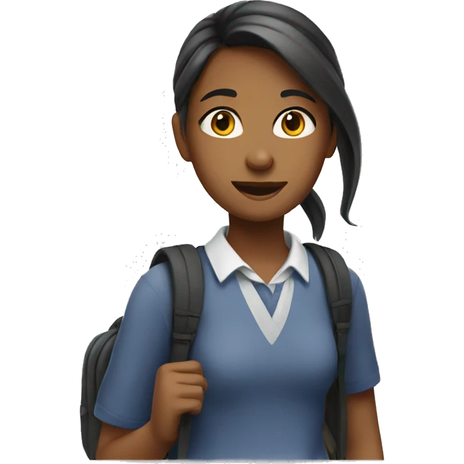 Girl goes to school.  emoji