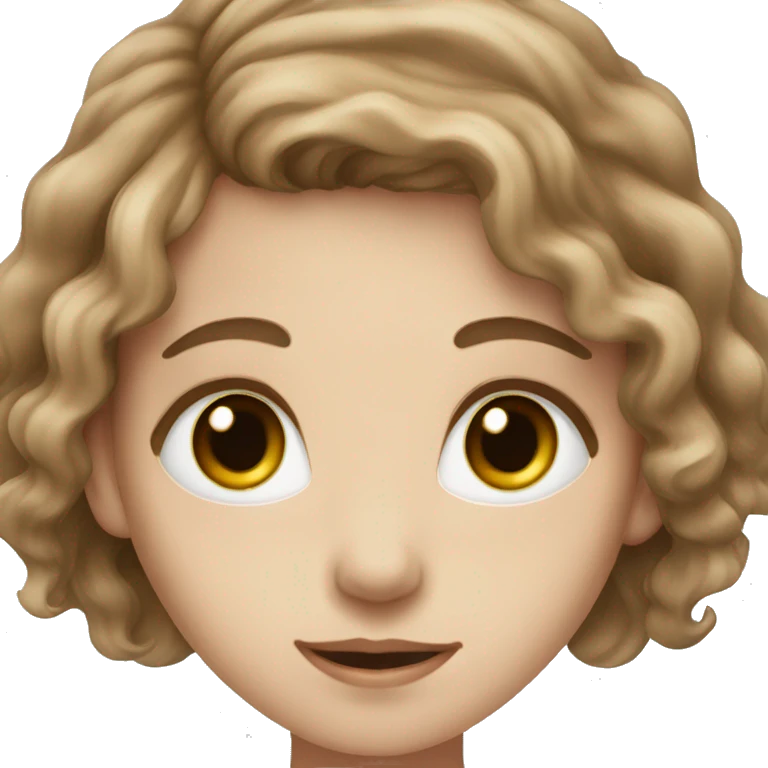 (pale girl) (GREEN eyes) and wavy brown hair emoji