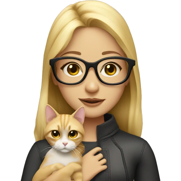 Blonde girl with golden color glasses and cat  emoji
