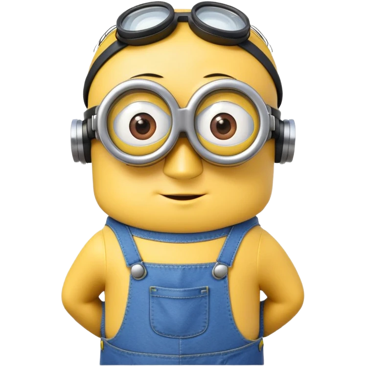yellow minion with one eye, goggles, blue overalls emoji