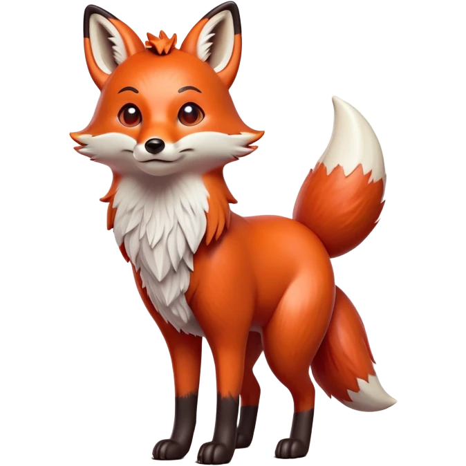 cinematic-[fox]-realistic-full-body-standing on all fours-emoji,-tail-tucked-close,-head-tilted-dramatically,-fox-[red]-fur,-simplified-yet-realistic-focused-features,-highly-detailed,-glowing-with-an-almost-sarcastic-glow big antlers emoji