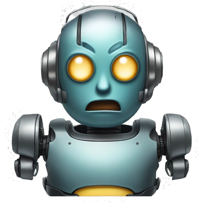 the unamused face emoji looking sideways but as a robot emoji