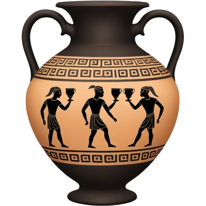 An emoji of an ancient Greek amphora vase with black-figure painting. emoji