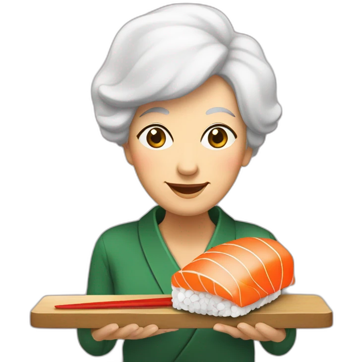 Une grand-mère sur une un sushi emoji