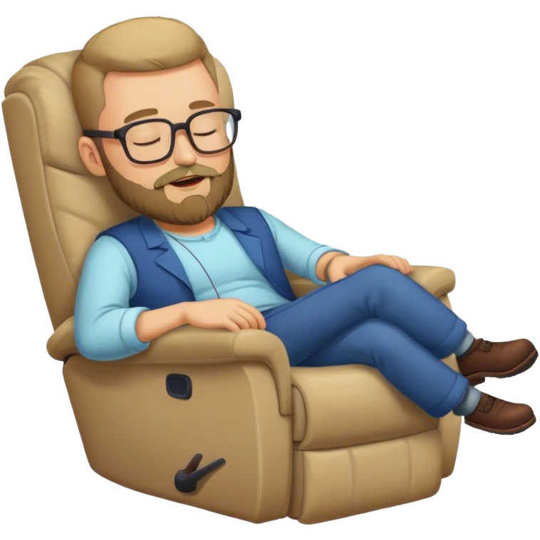 Guy with glasses and beard sleeping on recliner  emoji