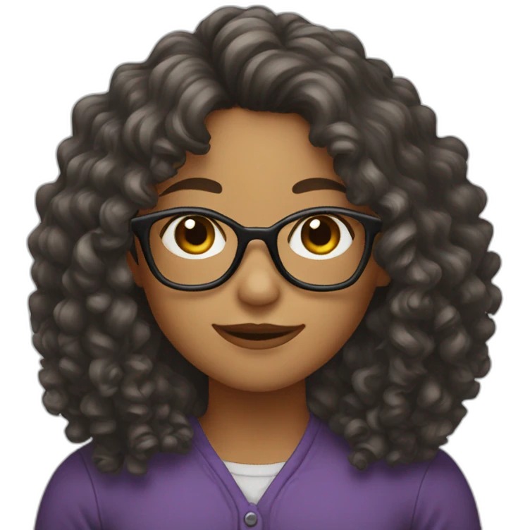 Long Curly hair girl with glasses emoji