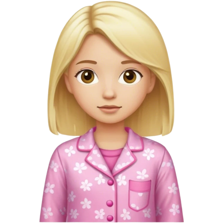 Girl with light skin blond hair and pink pijama emoji