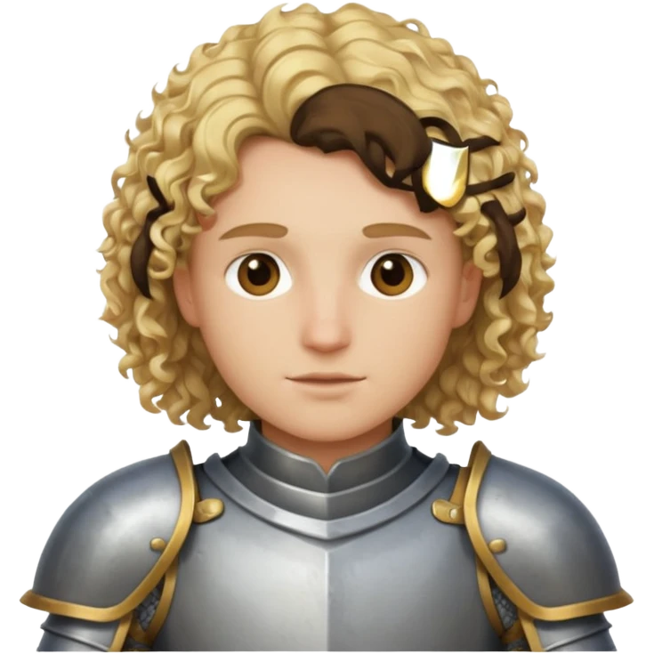 Knight with blonde hair and curly hair no mustache wearing armor emoji