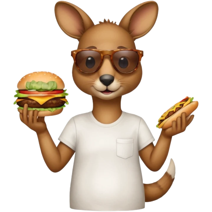 kangroo with hamburger wearing tshirt and sunglasses emoji