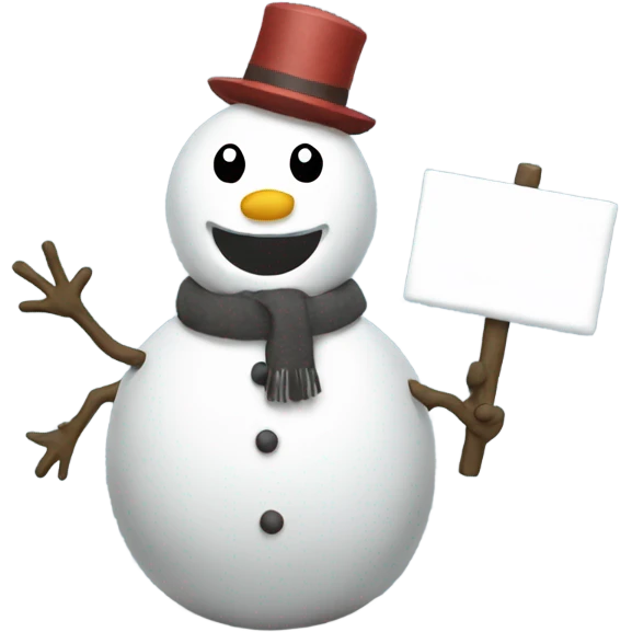 A snow man holding up a sign that says I hate work  emoji