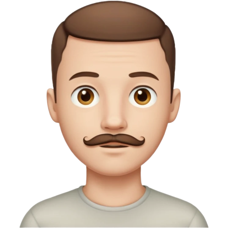 Pale man with short buzz cut brown hair, chin beard and mustache  emoji