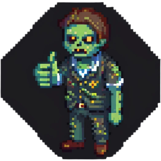 isometric zombie giving thumbs up in Project Zomboid style emoji