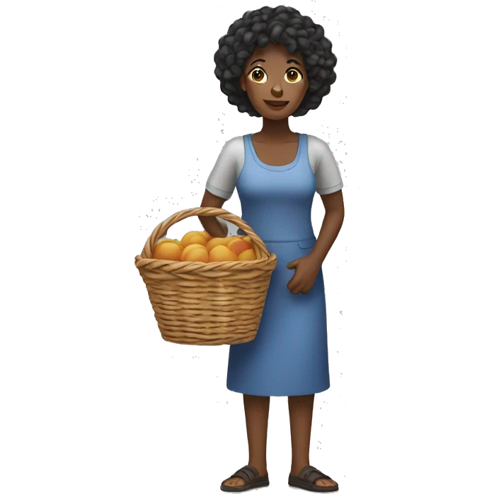 Black woman standing with basket emoji