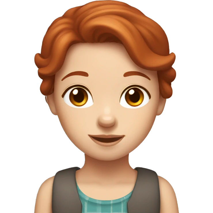 Redhair girl with brown border collie emoji