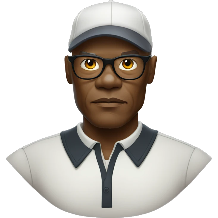 bald samuel l jackson serious wearing shirt and golf flexfit emoji