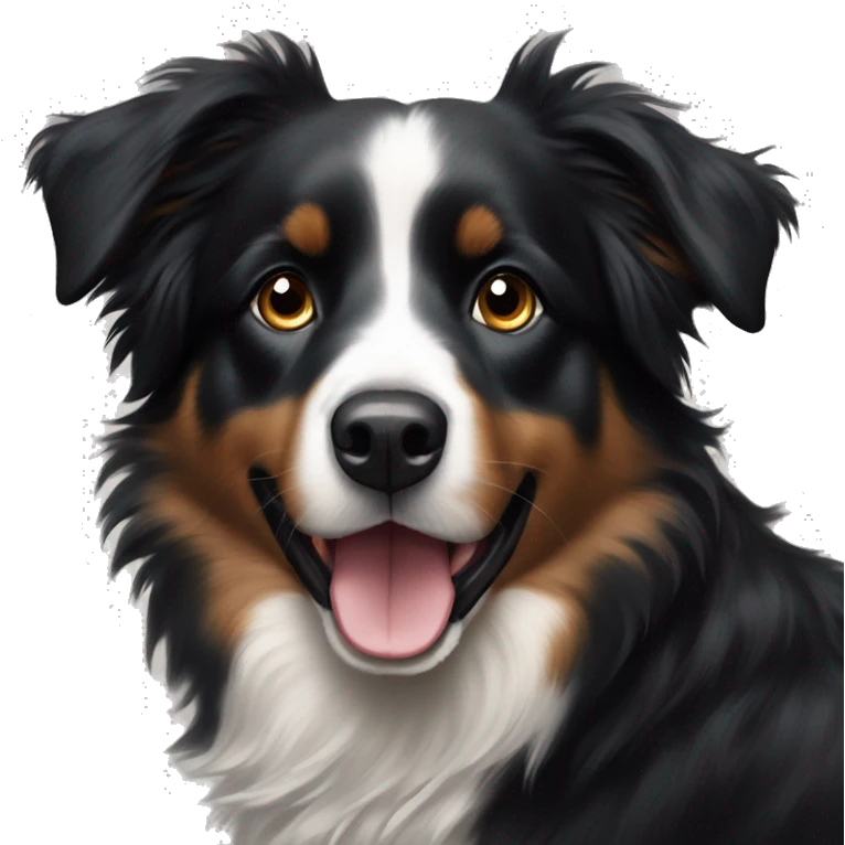 Small black australian shepherd dog painting art emoji