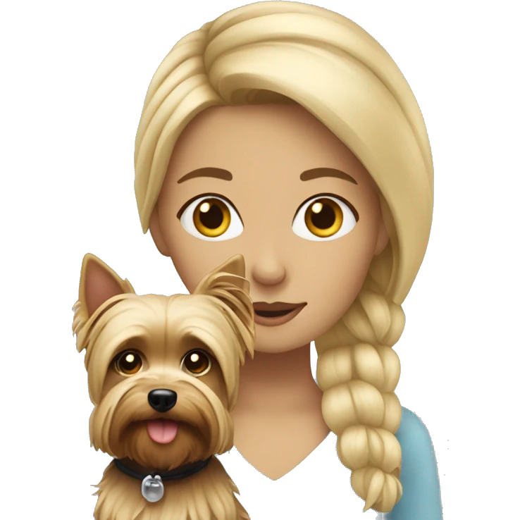Blonde girl with Yorkie emoji